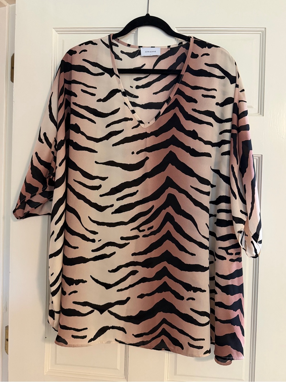 Adrienne Zebra Animal Print V-Neck Blouse Tunic